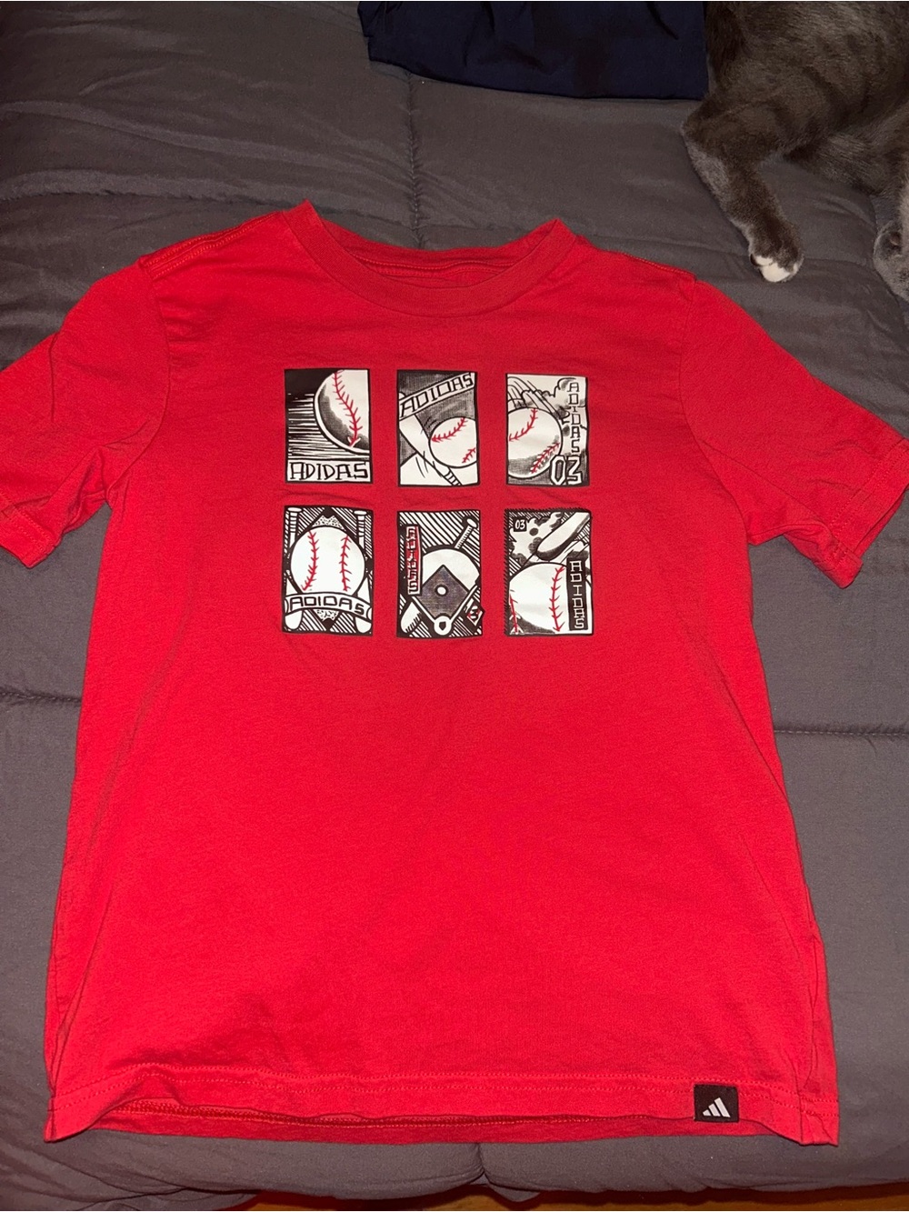adidas Red Baseball Panel Graphic Tee